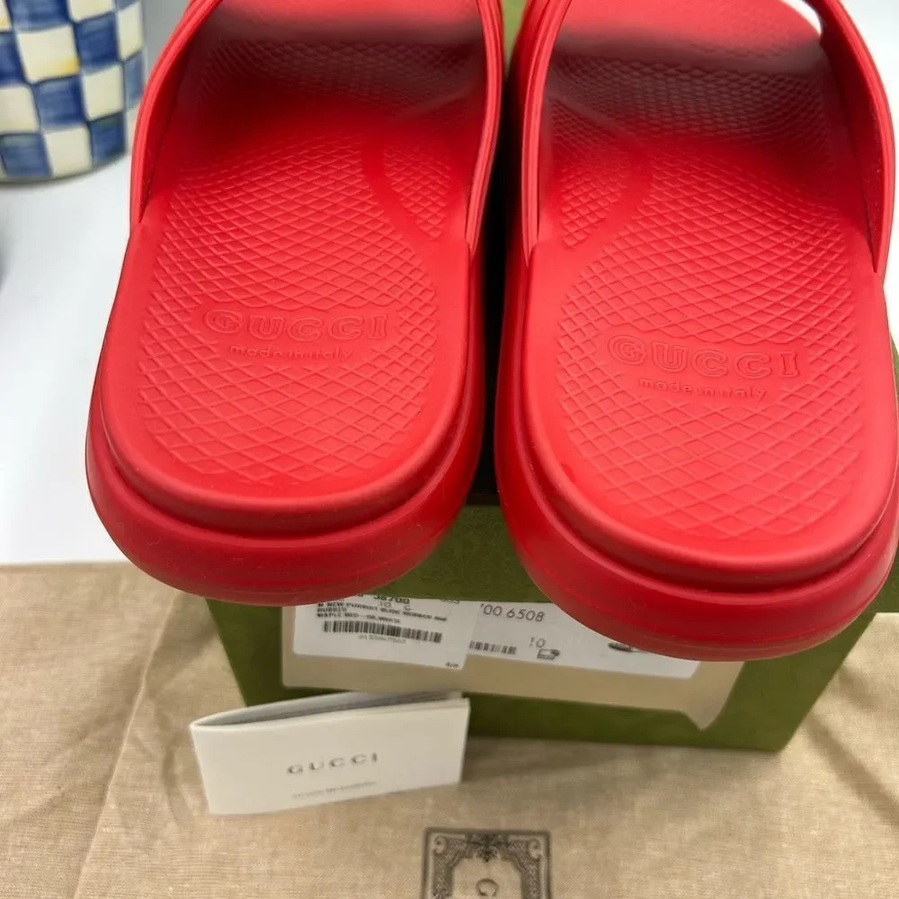 Men's Gucci interlocking G rubber Pool slides size 10 made in Italy